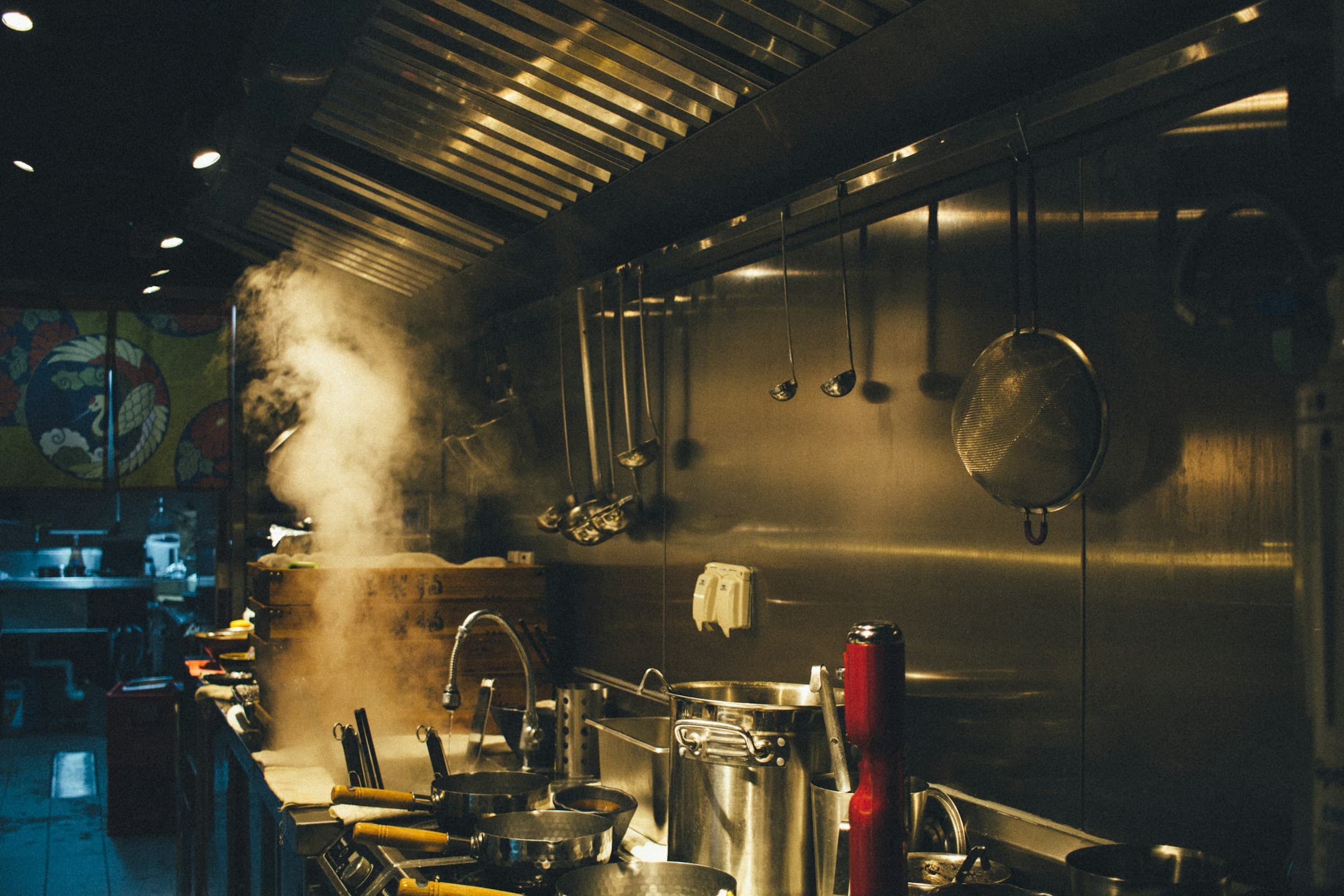 Professional stainless-steel kitchen