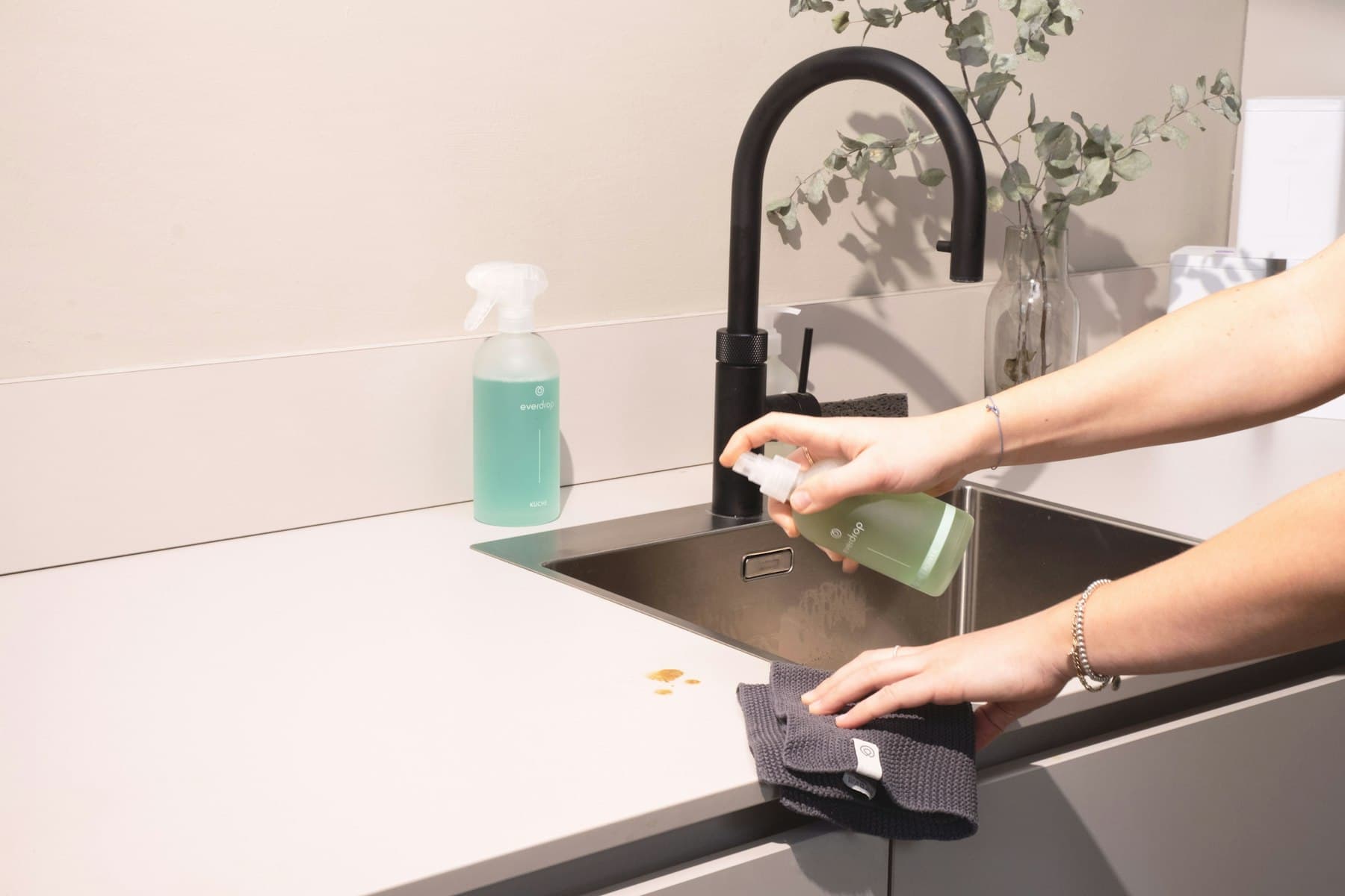 Washing hands at a modern tap