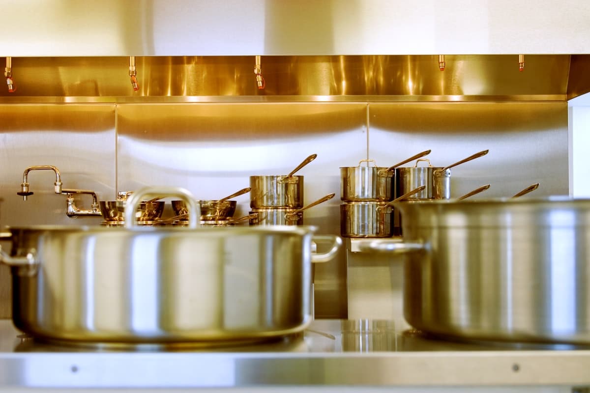 Polished professional cookware